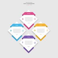 BANT framework for infographic with drop shadow style with diamond in big structure component with 4 point list information vector