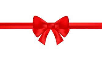 Bright red bow with ribbon on a white background. The red element of the design of gift packaging, website decoration,gift card vector