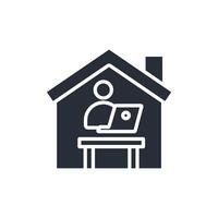 work from home black icons stroke vector