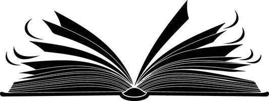 WebSilhouette of Open Book with Fanned Pages Flat Black Illustration vector