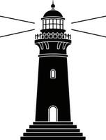 Silhouette Lighthouse Flat Design Illustration on White Background vector