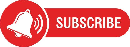 Subscribe button featuring a bell icon on a white background, indicating notifications for new content vector