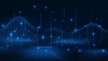 Blue digital wave with data points vector