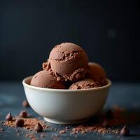 Scoops of Chocolate Dessert in Bowl with Cocoa Powder photo