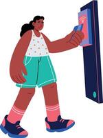 A flat illustration showing a person doing card payment vector