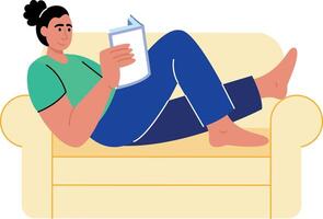 Flat style illustration showing character reading book peacefully vector