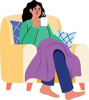 Flat style illustration showing character enjoying teatime vector