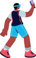 A flat style illustration showing a person playing vr game vector