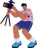 A flat style illustration showing a person doing videography vector
