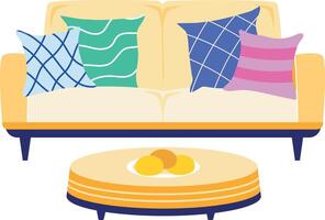 Flat style illustration showing a sofa arrangement vector