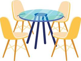 A flat style illustration showing a dining table vector