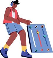 A flat style illustration showing a person using sound mixer vector