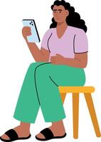 Flat style illustration showing a character using phone vector