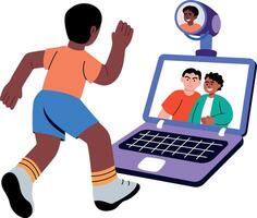 A flat style illustration showing a person doing chat vector
