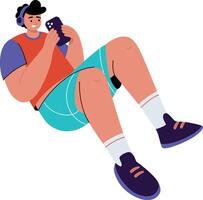 A flat style illustration showing a person using phone vector