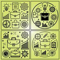 Creative business concept illustration with briefcase, chart and light bulb symbols vector