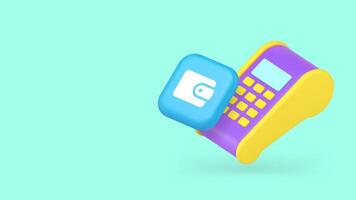 Shopping POS terminal machine wallet payment financial transaction copy space banner vector