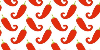 Seamless pattern with red pepper on a white background, design for menu, wrapping paper, wallpaper, invitations, flat style vector