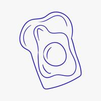Creative illustration of toast with a fried egg on top captured in a minimalist style vector