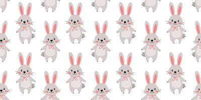 Cute cartoon bunnies with pink bows creating a joyful pattern suitable for children's decor and fabric design vector