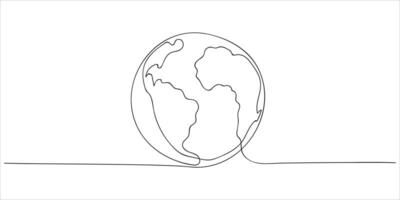Artistic depiction of the Earth in continuous line art style, illustrating global interconnectedness and simplicity vector