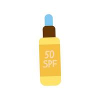Sunscreen bottle with high SPF displayed on a simple background vector