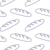 Decorative pattern featuring blue line drawings of baguettes on a white background suitable for various design projects vector