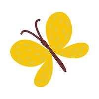 Bright yellow butterfly with patterned wings resting on a smooth surface during a sunny day in springtime vector
