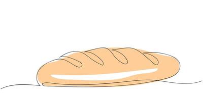One continuous line drawing of long loaf bread. Simple black line sketch of French baguette, bakery and cafe concept good for logo. vector