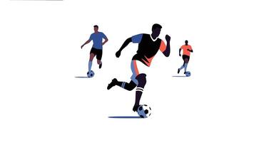 Dynamic Soccer Players in Action Thrilling Football Match Illustration with Energetic Mood - Professional digital artwork with vibrant colors and detailed composition vector