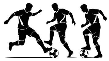 Dynamic Silhouettes of Soccer Players in Action, Exhibiting Skill and Determination on the Field - Professional digital artwork with vibrant colors and detailed composition vector