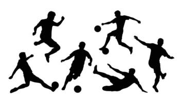 Dynamic Silhouettes of Soccer Players in Action Intense Gameplay on a White Background - Professional digital artwork with vibrant colors and detailed composition vector