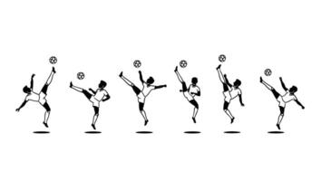 Dynamic Soccer Player Silhouette Action Sequence Powerful Kicks in Mid-Air, Energetic Sports Illustration - Professional digital artwork with vibrant colors and detailed composition vector
