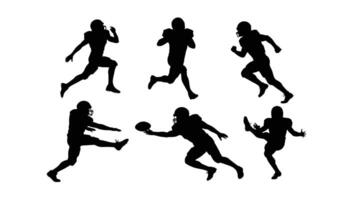 Powerful Silhouettes of American Football Players in Action Dynamic Poses, Intense Gameplay, White Background - Professional digital artwork with vibrant colors and detailed composition vector