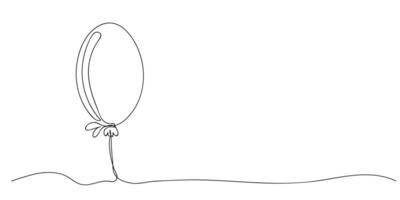 Continuous one line drawing of balloon. Holiday symbol in linear style. vector