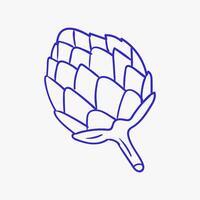 Artistic blue line drawing of an artichoke on a plain background vector