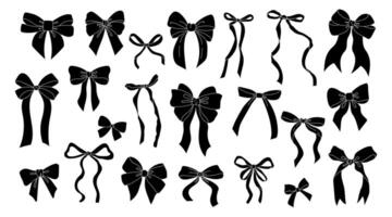 Decorate gifts creatively with a simple, elegant bow in a minimalist design on a black background vector