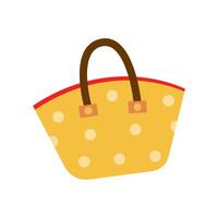 Bright yellow polka dot tote bag designed for summer outings and beach trips with sturdy handles vector