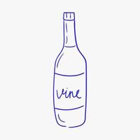 Simple outline of a wine bottle with the word vine written on the label vector