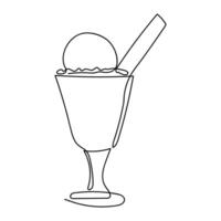Ice cream sundae continuous line drawing set. One line art of dairy produce, milk products, food vector
