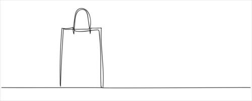 one continuous line drawing shopping bag on a minimalistic background featuring clean lines and understated design elements vector