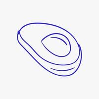 Detailed line drawing of an avocado showing its shape, pit, and clean contours on white background vector