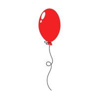Bright red balloon floating gently against a plain white background, creating a cheerful and simple visual appeal vector