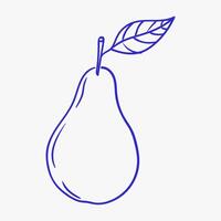 Simple line drawing of a pear with a leaf against a plain background showcasing minimalist art style vector