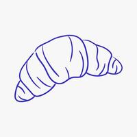 Croissant in blue color in doodle style hand drawing on a white background. vector
