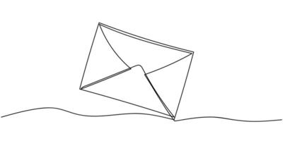 Continuous one line drawing of paper envelope. vector