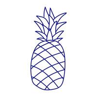 Pineapple drawing featuring a detailed outline and sharp leaves with a textured body created in a simple artistic style vector