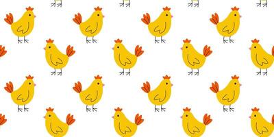 Colorful pattern of cheerful yellow chickens on a white background showcasing fun and playful design elements vector