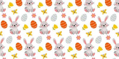 Bunny and Easter egg pattern vector