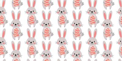 Fun and playful pattern featuring cute cartoon rabbits in soft colors, perfect for kids' decor or crafts vector